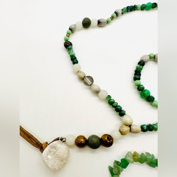 Vintage Druzy Pendant Bead Necklace - Picture 10 of 12